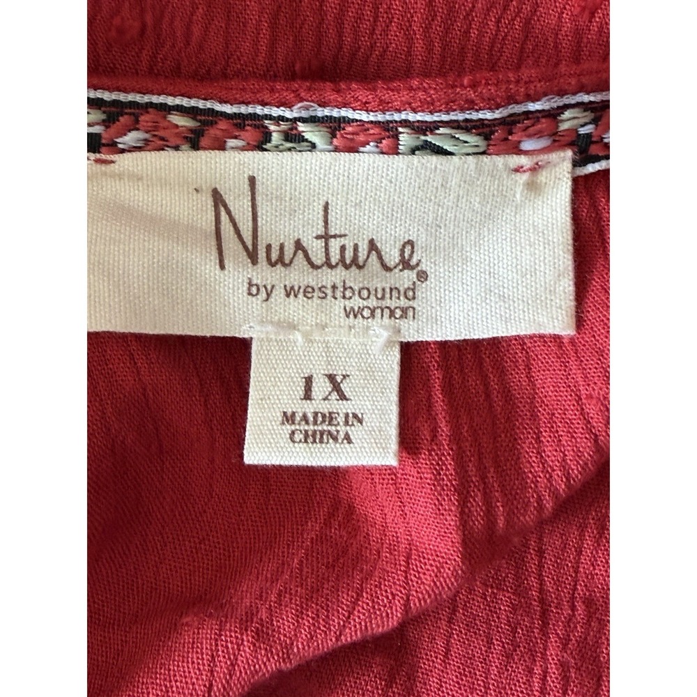 Nurture Tiered Maxi Dress Smocked Westbound Woman Size 1X Red V-Neck EUC - Picture 3 of 3